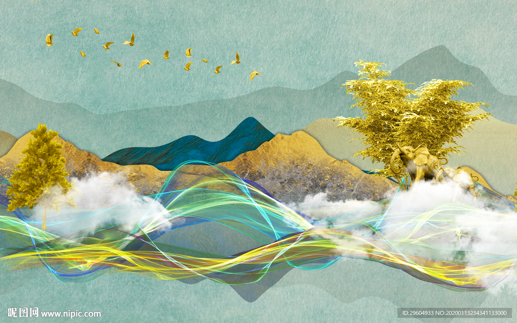 金线山水新中式画 TIF分层