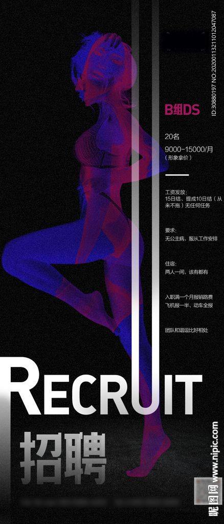 酒吧夜店招聘海报