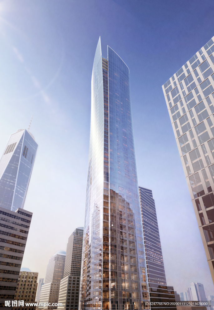 高层商务中心建筑效果图