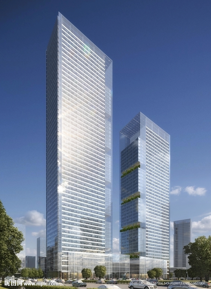 高层商务中心建筑效果图