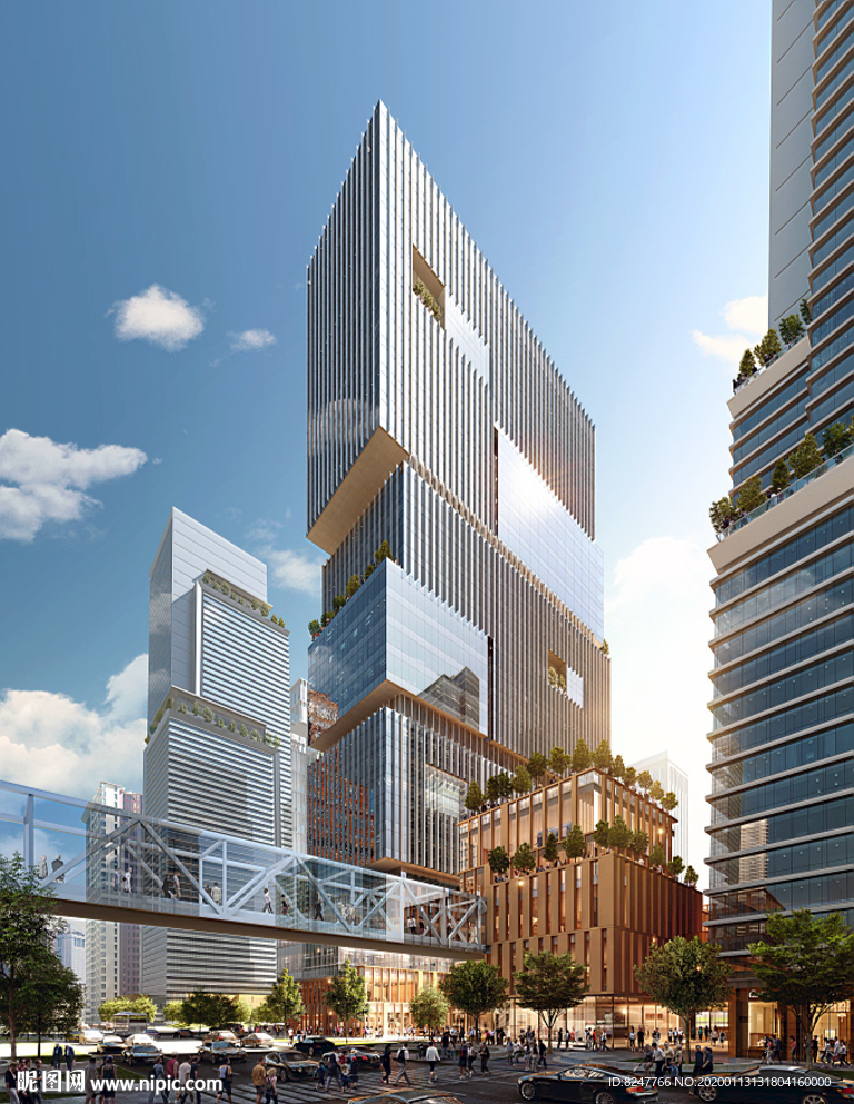 高层商务大厦建筑效果图