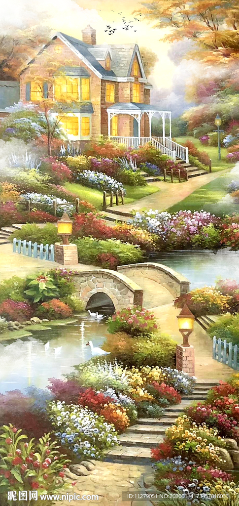 田园别墅油画