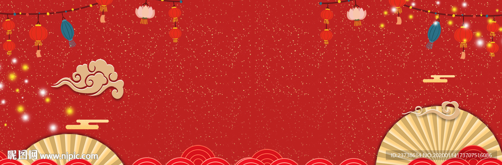 张灯结彩红色祥云节日背景