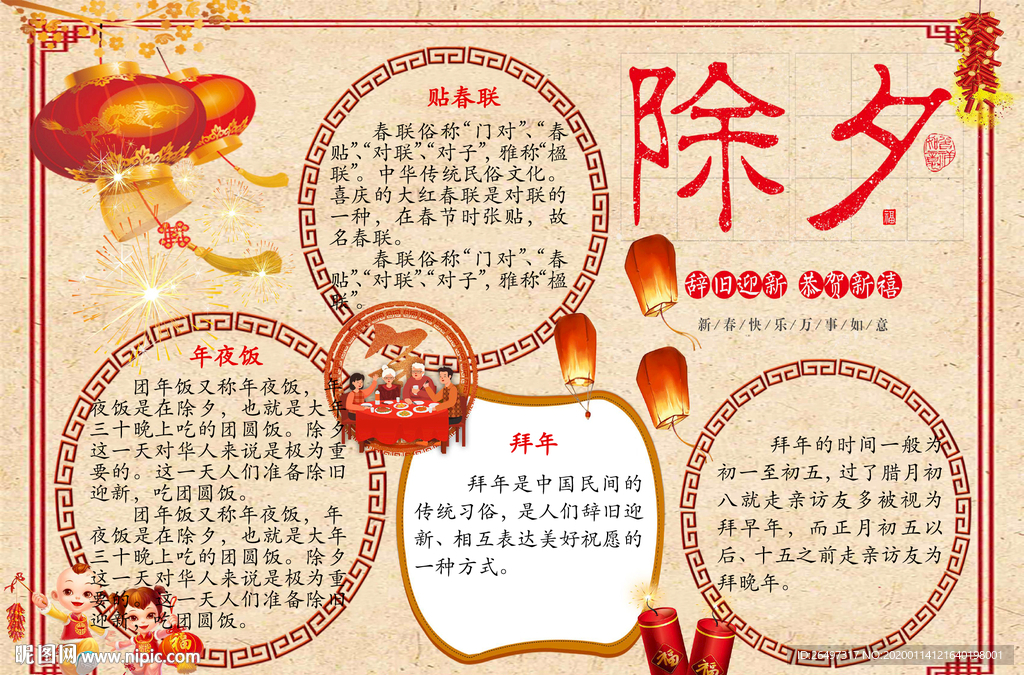 新年除夕电子小报手抄报