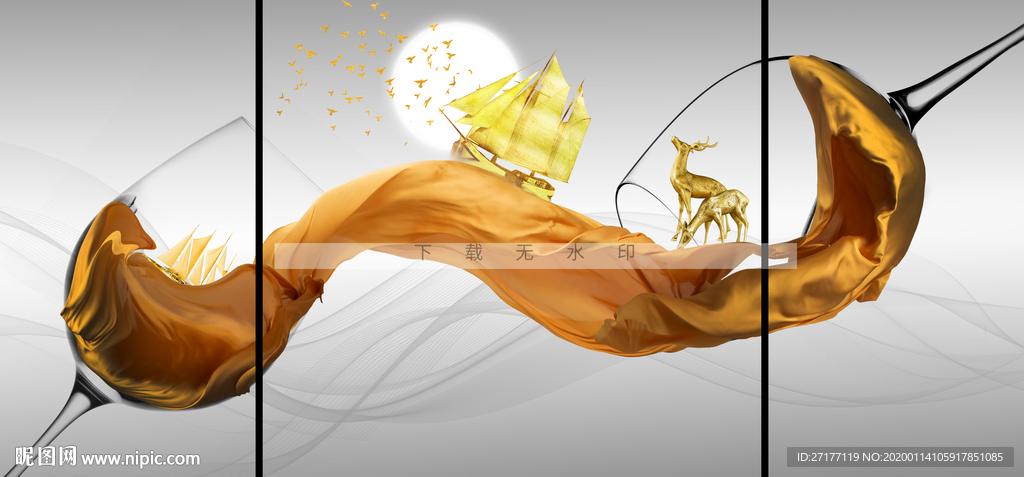 创意酒杯装饰画