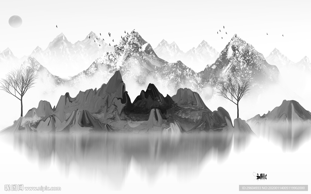 最新山水新意境画 TIF分层