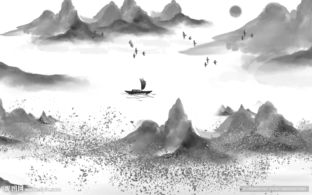 新中式山水新意境画 TIF分层