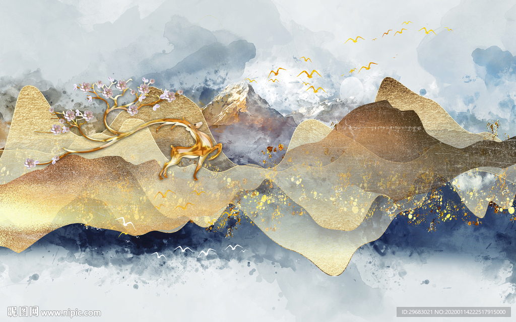 大气最新山水墙画 TIF分层