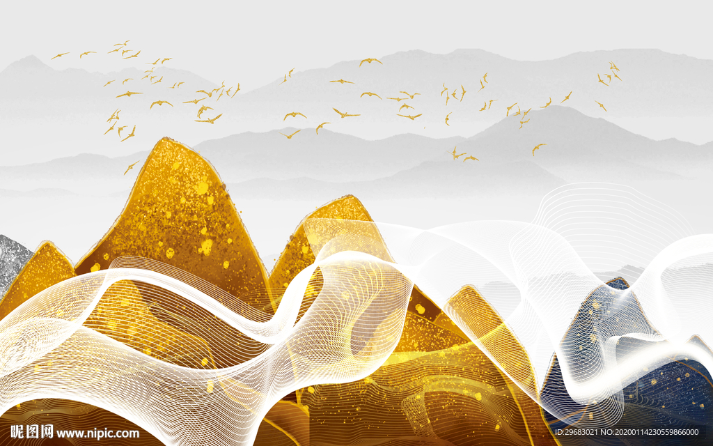 金山最新山水墙画 TIF分层