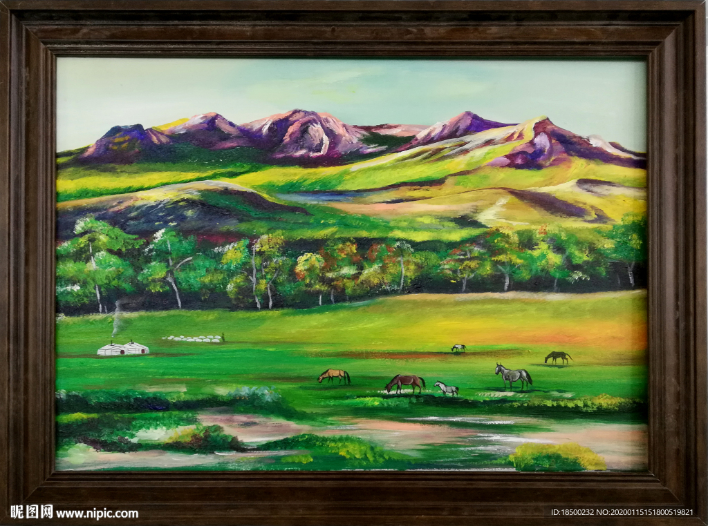 草原风景油画
