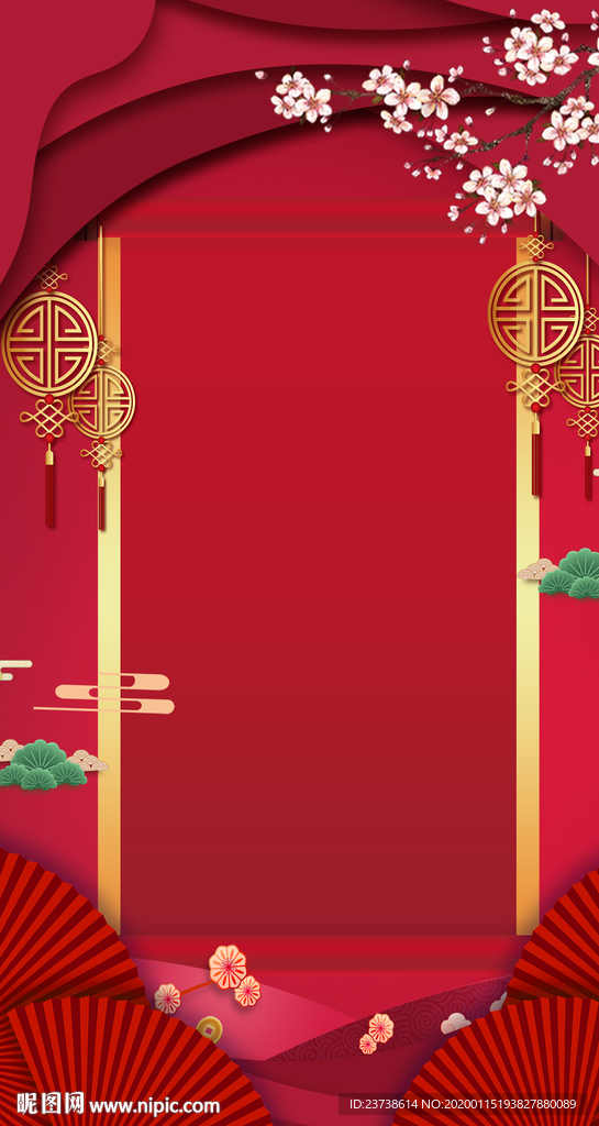 红色中式婚庆背景