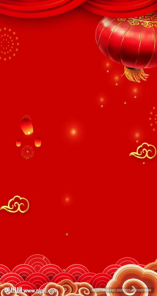 灯笼许愿灯节日红色背景
