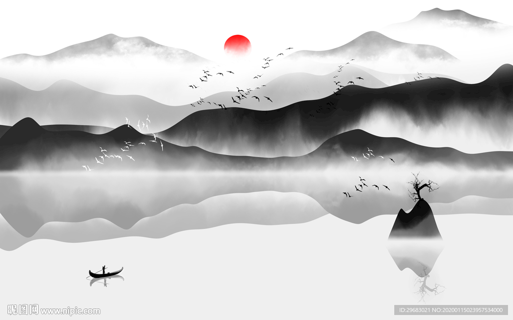 意境背景新山水画 TIF分层