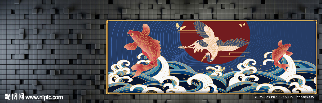 新中式装饰画组合画平面图