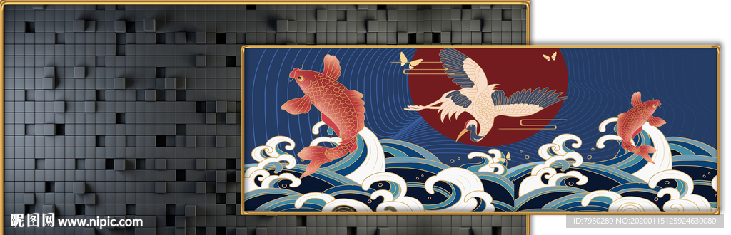 新中式装饰画组合画平面图