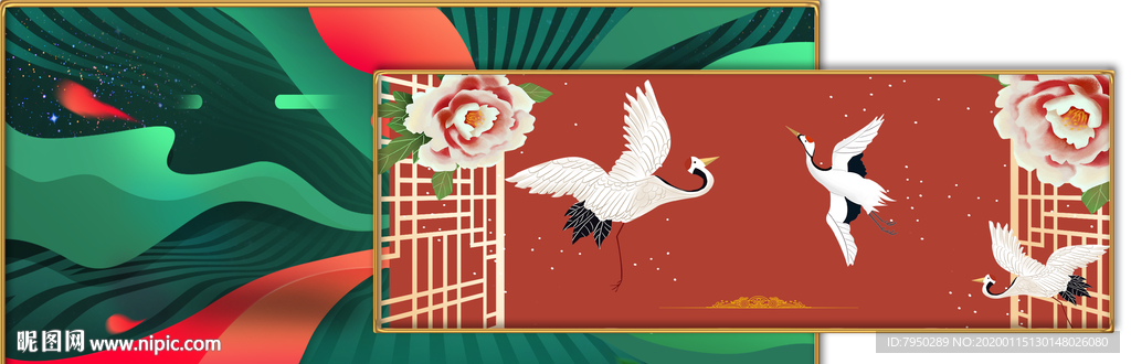 新中式装饰画组合画平面图