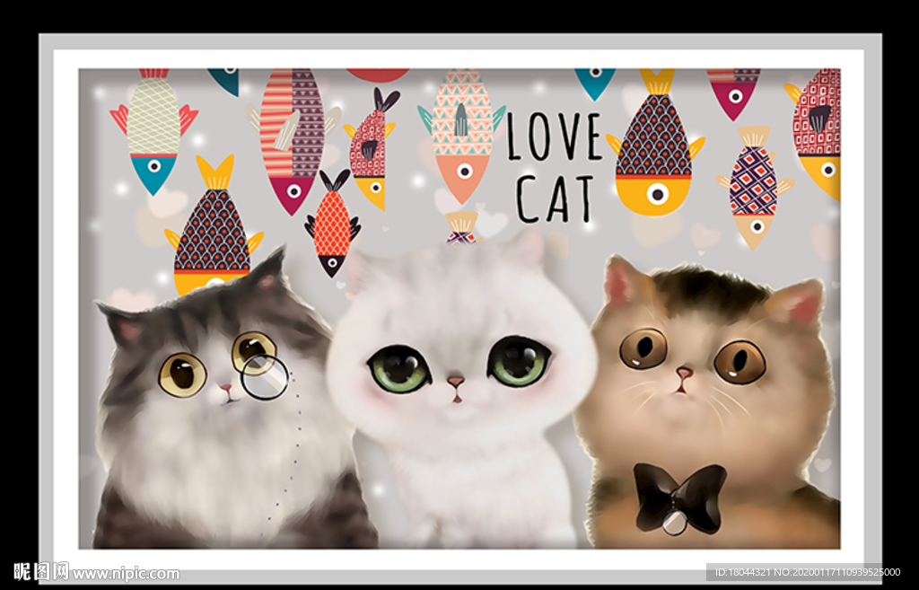 卡通可爱猫咪大眼萌装饰画