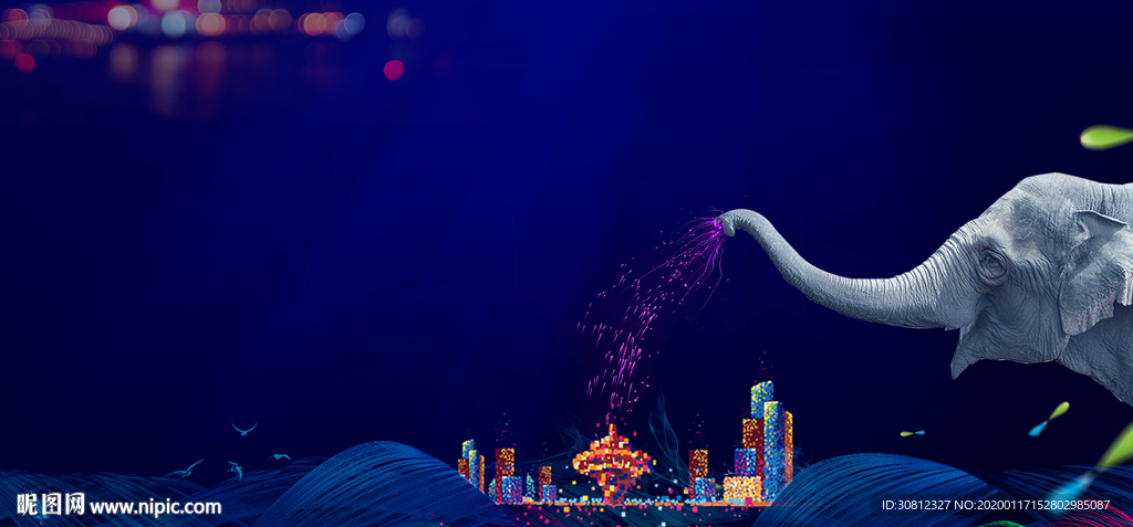 地产画面 大象画面 地产蓝色