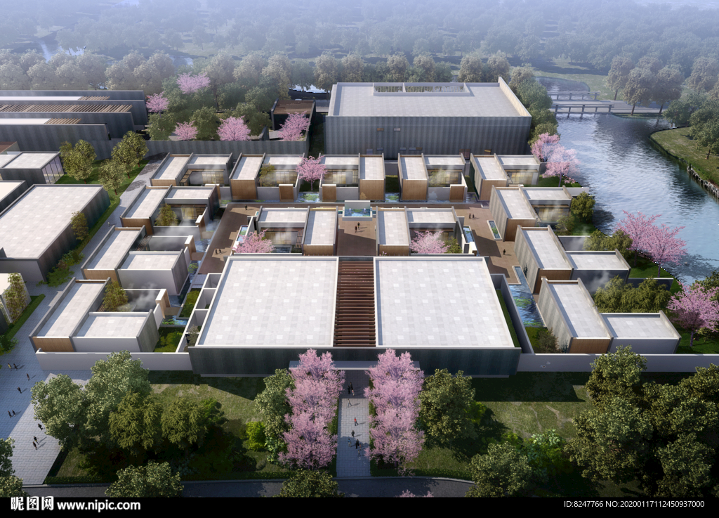 住宅区楼顶景观建筑效果图