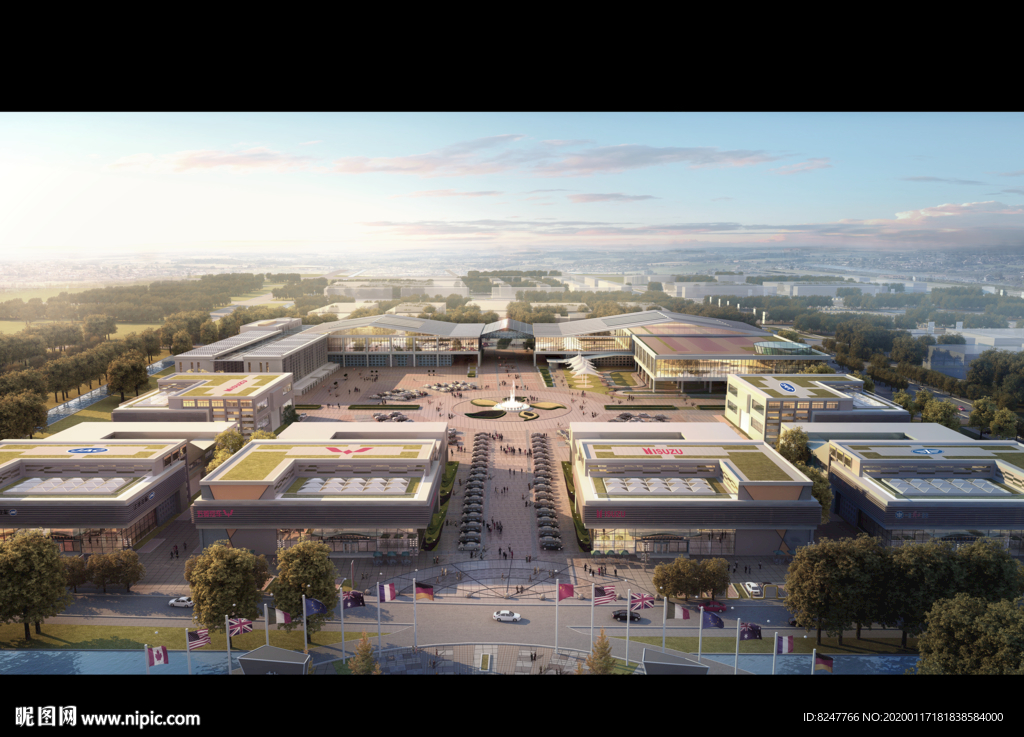 批发市场鸟瞰建筑效果图