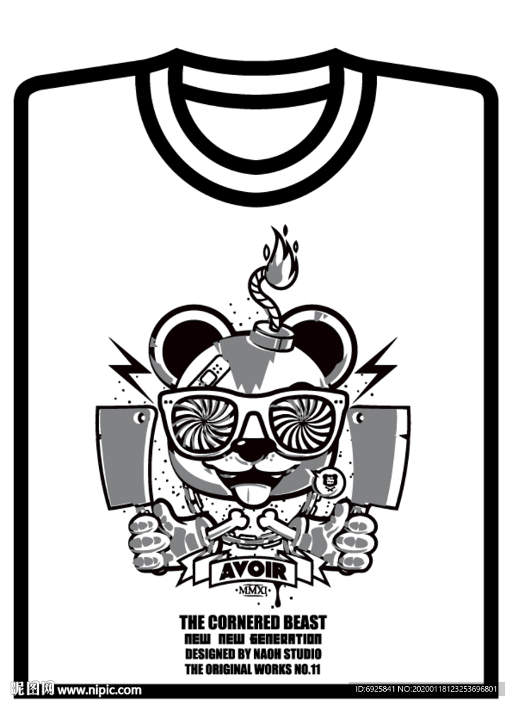 潮流动漫日韩欧美文化衫T恤矢量