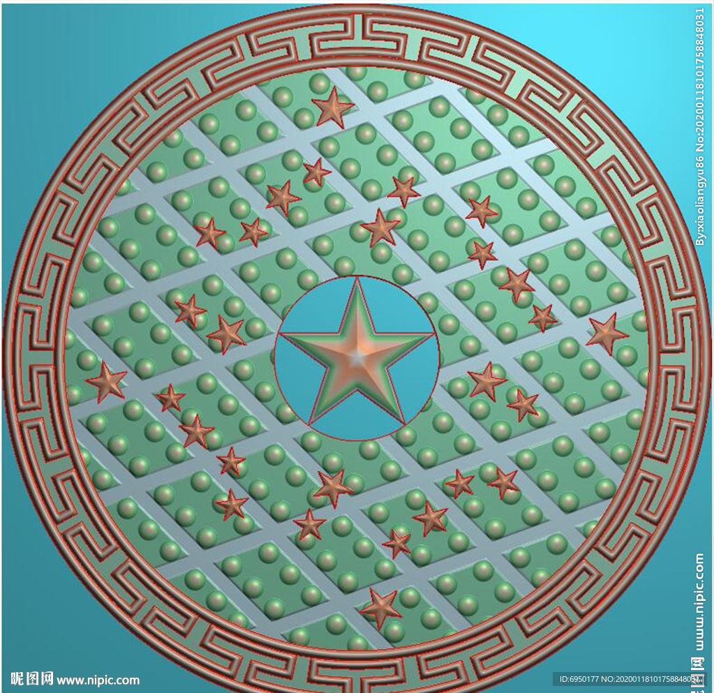 圆形回纹框北斗星挂匾壁挂精雕图