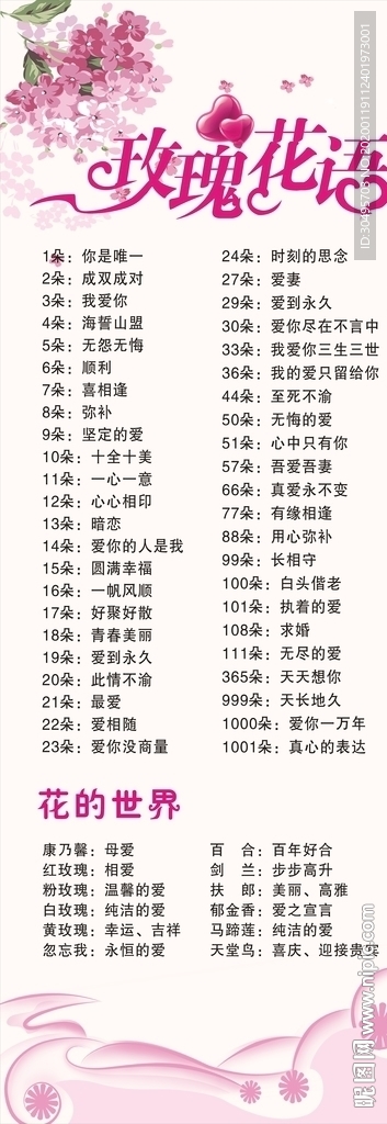 玫瑰花语展架