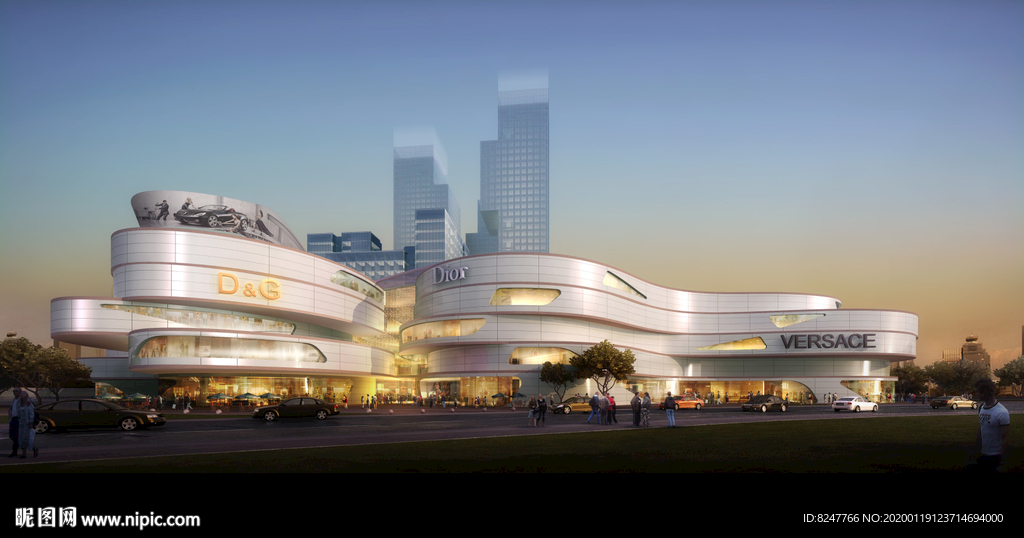 智能购物中心圆建筑效果图