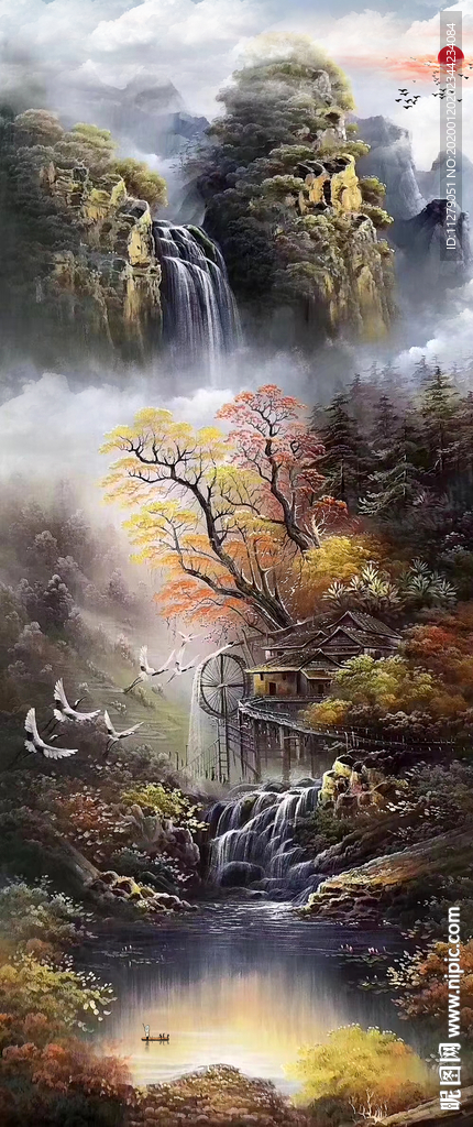 山水油画招财画