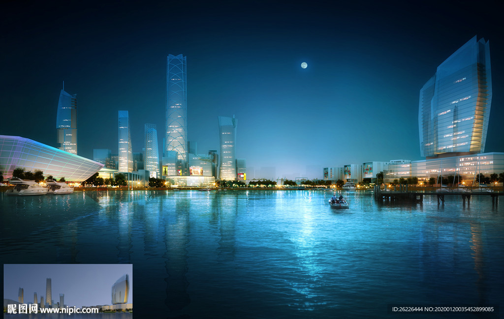 沿河建筑综合体-夜景