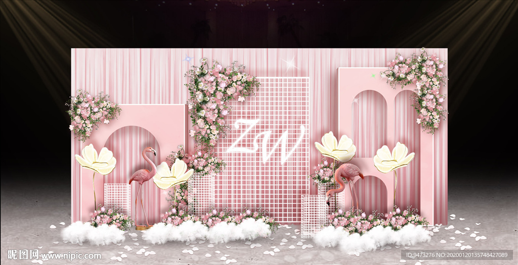粉色婚礼迎宾区