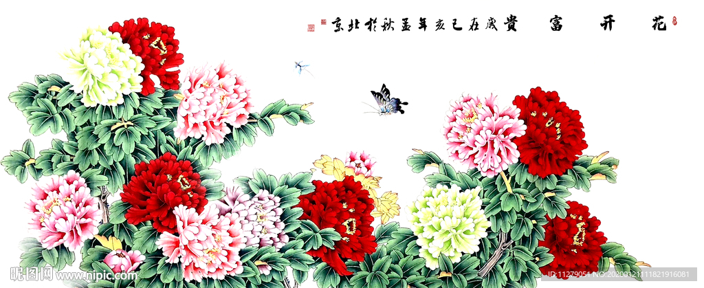 牡丹花花鸟画