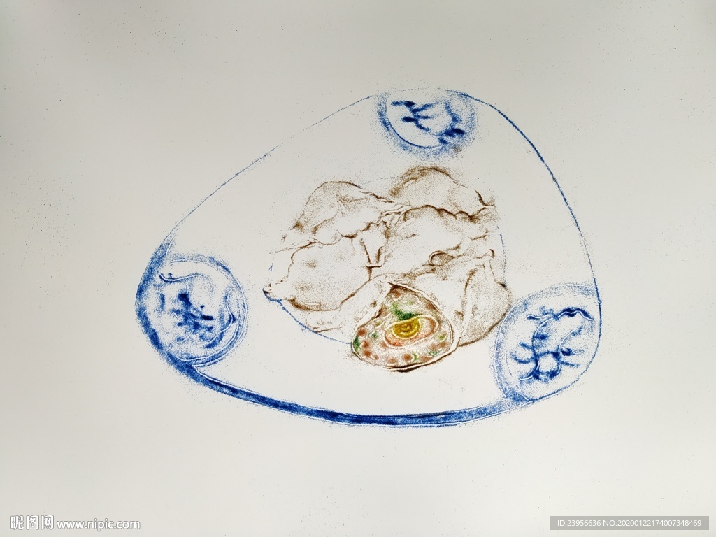 沙画最美美食系列图-饺子