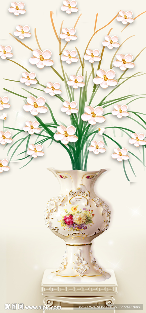 3d梅花欧式花瓶玄关