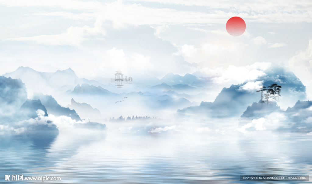 大理石纹抽象山水背景墙