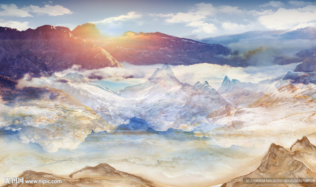 大理石纹山水背景墙