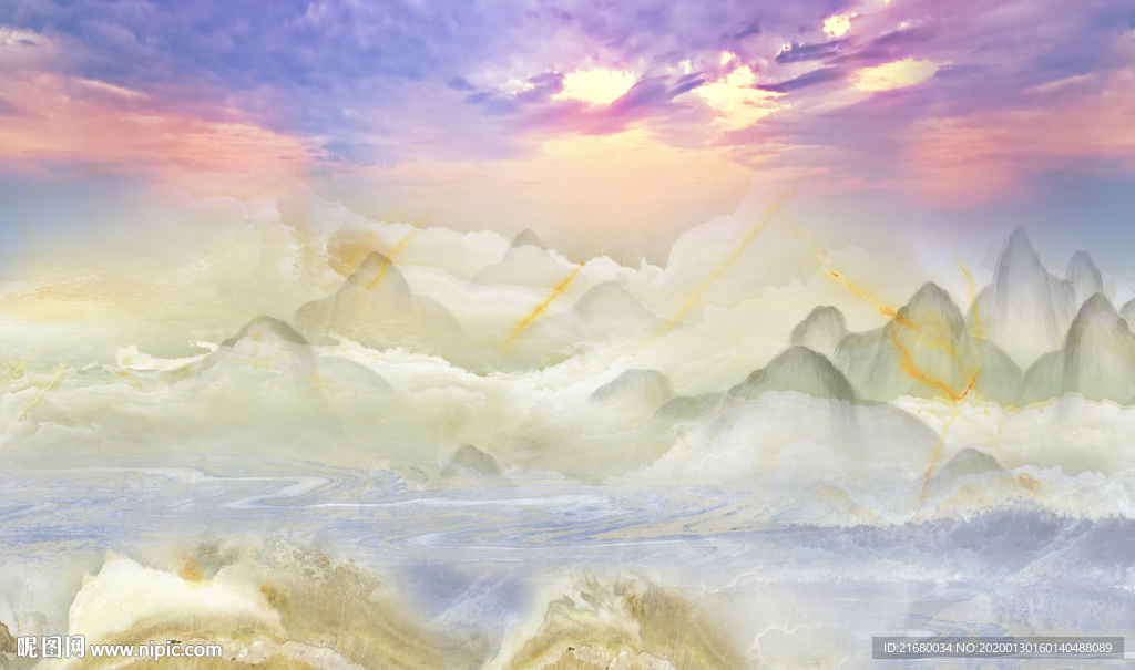 大理石纹山水背景墙