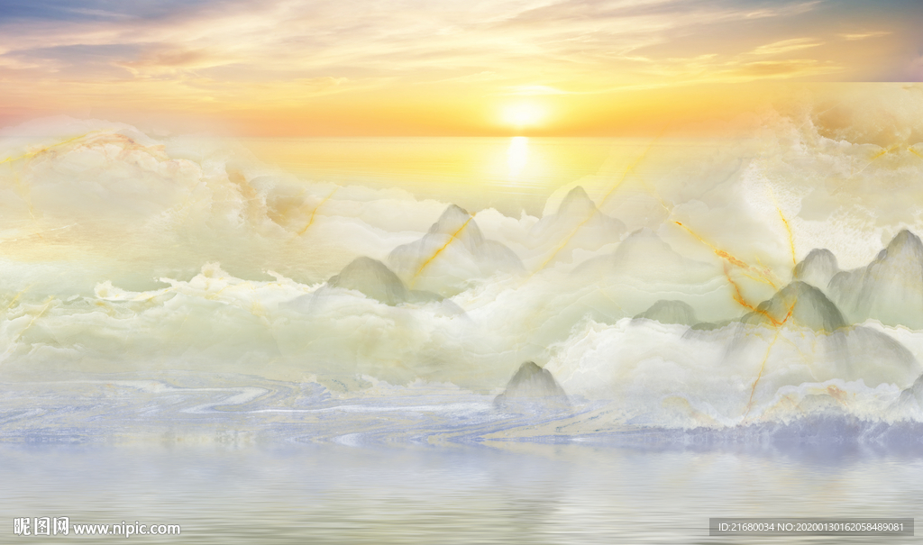 大理石纹山水背景墙