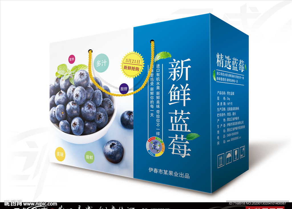 蓝莓 野生蓝莓 蓝莓包装展开图