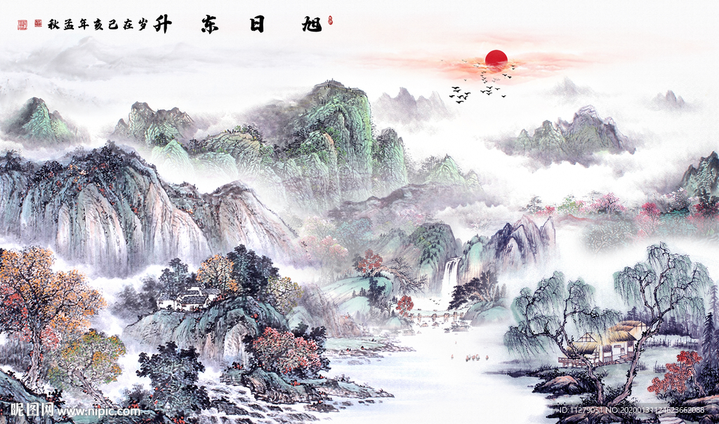 山水画背景墙