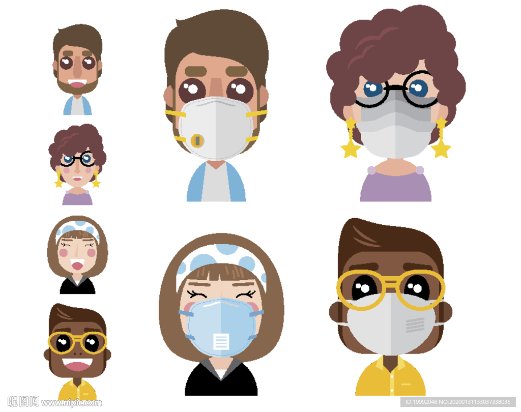 佩戴口罩卡通人物