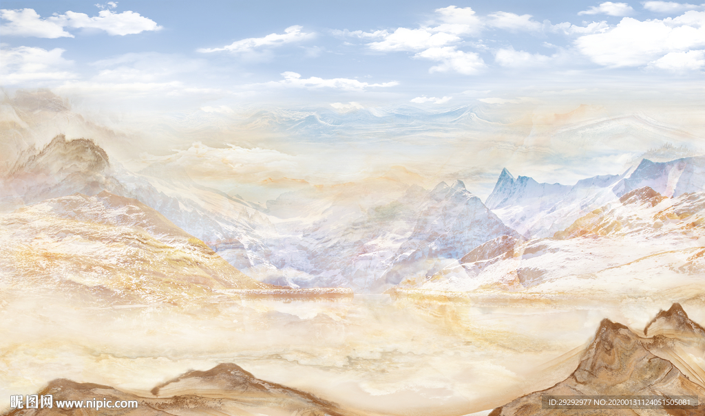 大理石纹山水背景墙