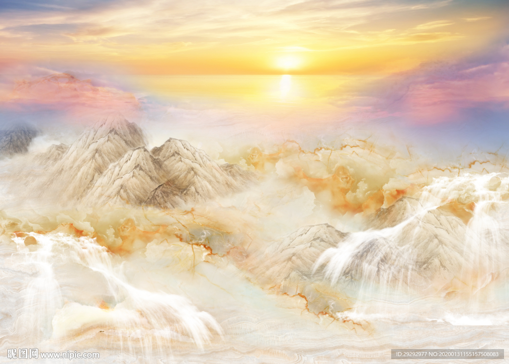 大理石纹山水背景墙