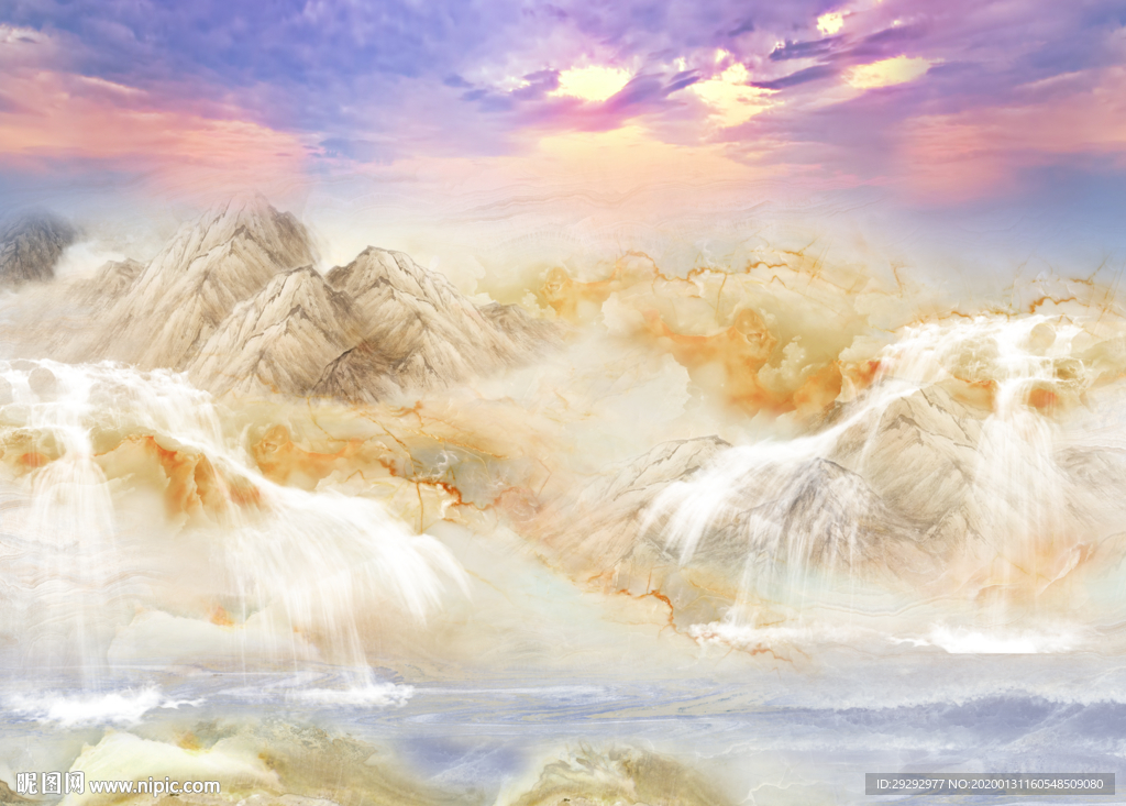 大理石纹山水背景墙