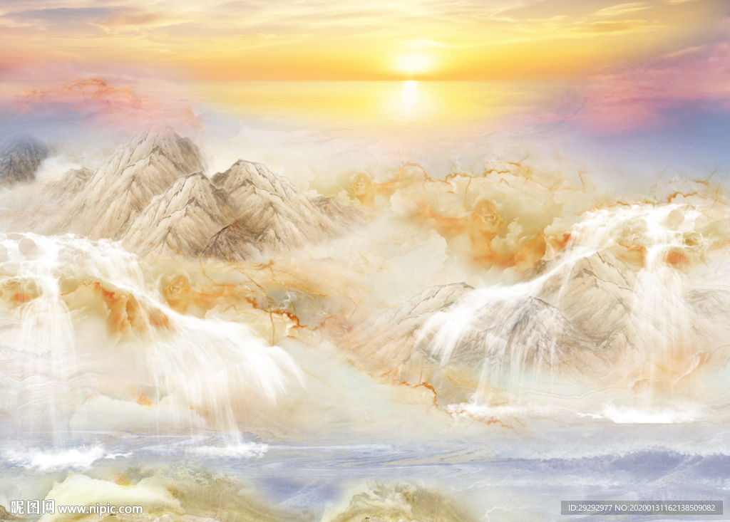 大理石纹山水背景墙