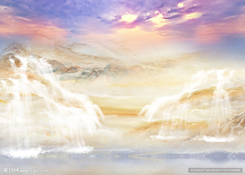 大理石纹山水背景墙