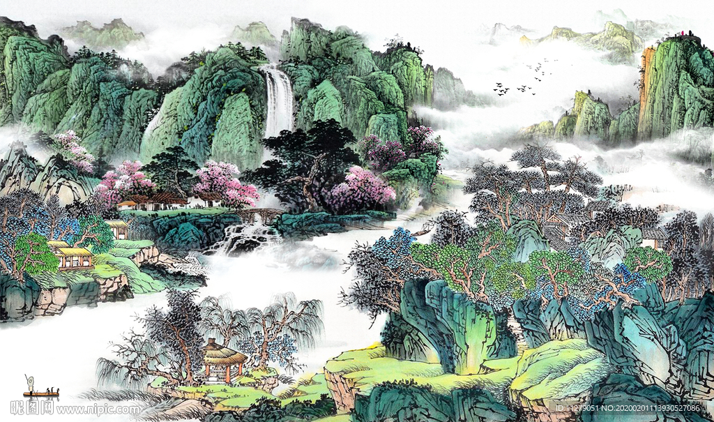 山水招财画