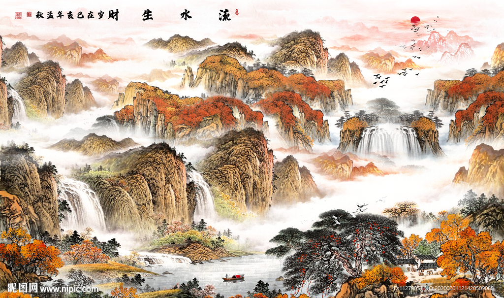 背景墙山水画壁画
