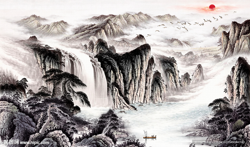 山水招财画风景画国画
