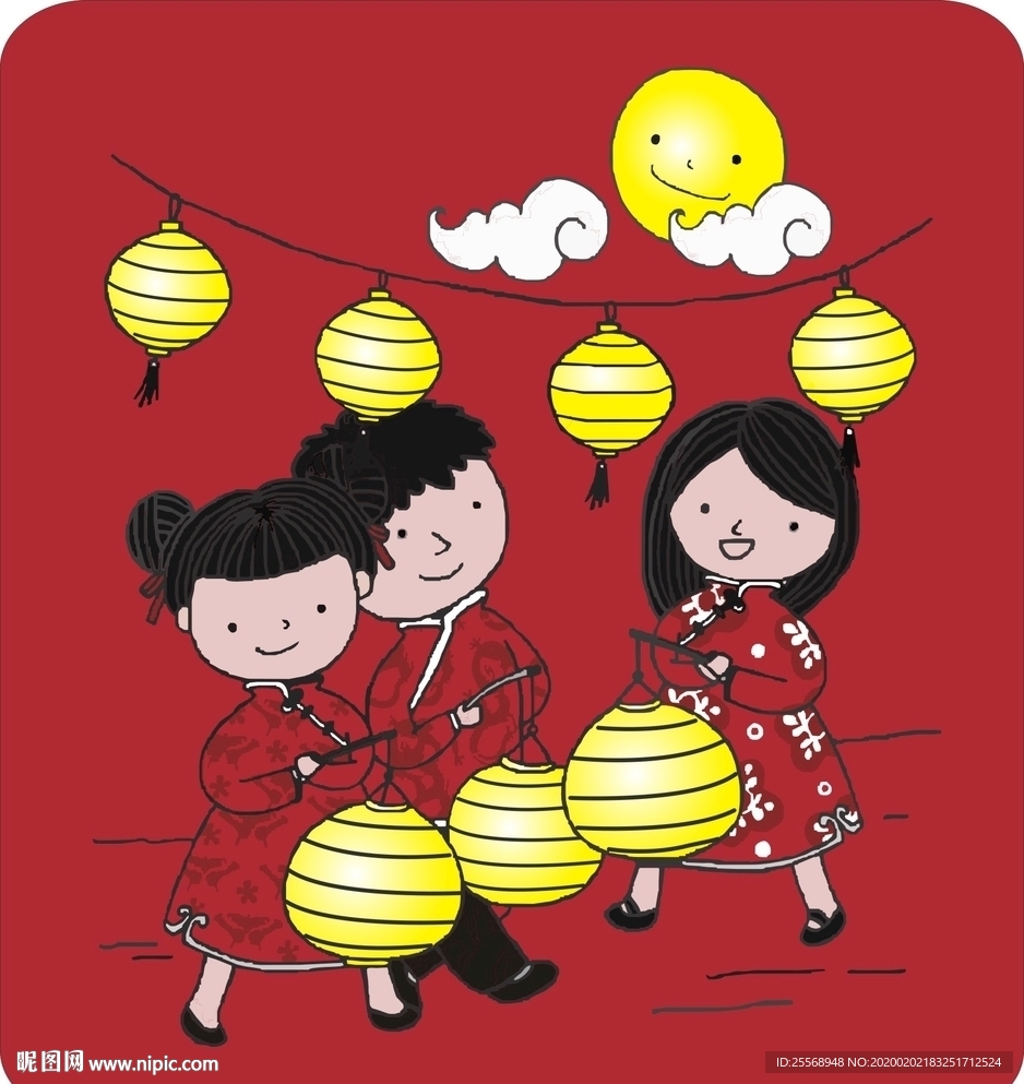 元霄节儿童卡通插画